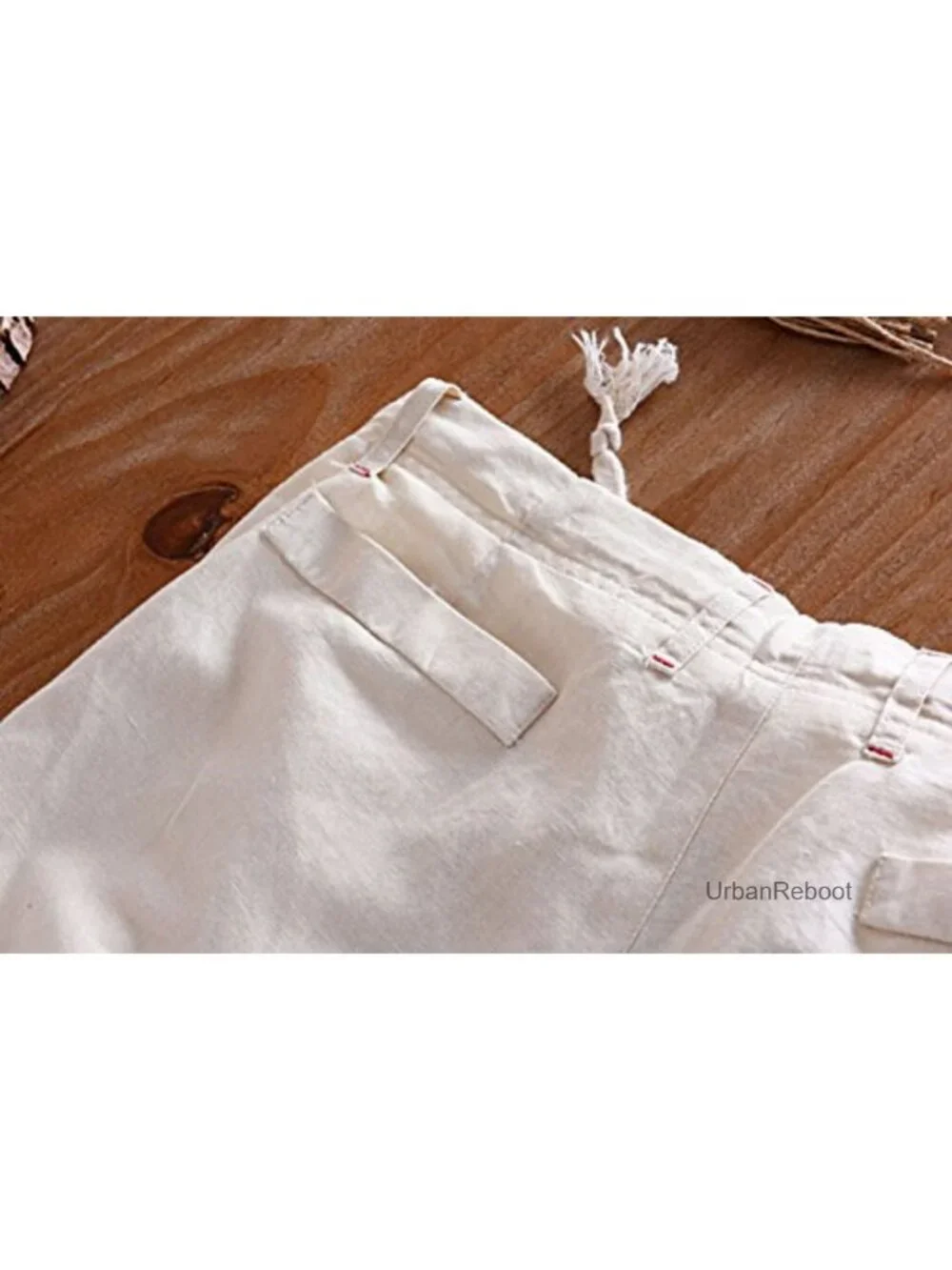 Men's Casual Drawstring Straight Fit Beach Linen Capri Pants